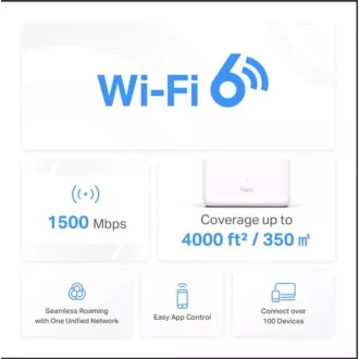 Router WiFi TP-Link Mercusys Halo H60X (pachet de 2) WiFi 6, AX1500, 3x GLAN2.4/5 GHz