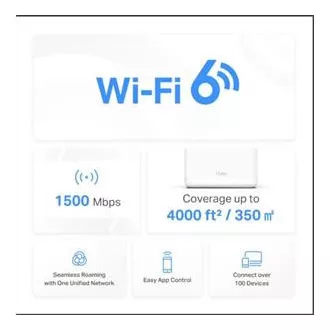 Router WiFi TP-Link Mercusys Halo H60X (pachet de 2) WiFi 6, AX1500, 3x GLAN2.4/5 GHz