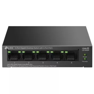 Comutator TP-Link LS105GP 1x GLAN, 4x GLAN cu PoE+, 65W