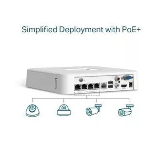 Dispozitiv de înregistrare TP-LINK VIGI NVR1104H-4P 4 canale, 4x Lan cu PoE, 2x USB