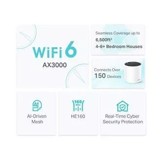 TP-Link Deco X55 (pachet de 3) - Sistem AX3000 Wi-Fi 6 Mesh pentru acoperirea întregii case - HomeShield - (pachet de 3) TP-Link Deco X55 (pachet de 3) - Sistem AX3000 Wi-Fi 6 Mesh pentru acoperirea întregii case - HomeShield - (pachet de 3)