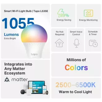 TP-Link Tapo L535E, bec LED color Smart Wi-Fi, 2500-6500K, E27
