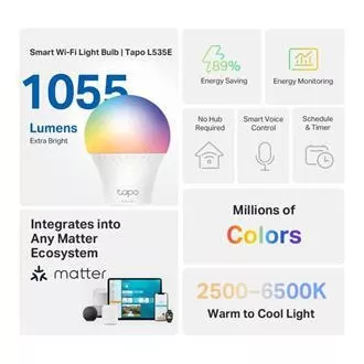 TP-Link Tapo L535E, bec LED color Smart Wi-Fi, 2500-6500K, E27