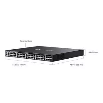 Switch TP-Link SG6654X Omada cu 48 porturi Gigabit stivuibil L3, 48 porturi Gigabit RJ45 și 6 sloturi SFP+ de 10 Gbps