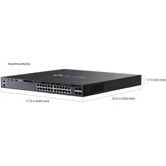 Switch TP-Link SG6428XHP Omada, 24 de porturi Gigabit RJ45, stivuibil, L3 PoE+, buget total PoE de 720 W