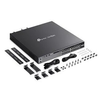 Switch TP-Link SG6428XHP Omada, 24 de porturi Gigabit RJ45, stivuibil, L3 PoE+, buget total PoE de 720 W