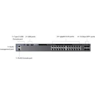 Switch TP-Link SG6428X Omada 24 porturi Gigabit RJ45 stivuibil L3, 4x10 Gbps sloturi SFP+