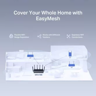 MERCUSYS MR47BE - Router Wi-Fi 7 tri-bandă BE9300, 2.5G WAN, 3x 2.5G LAN, EasyMesh