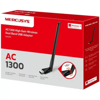 MERCUSYS MA30H - Adaptor USB fără fir cu bandă dublă AC1300 - Antenă, câștig ridicat