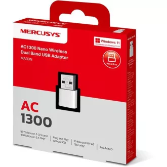MERCUSYS MA30N - Adaptor nano USB wireless AC1300 dual-band MERCUSYS MA30N - Adaptor nano USB wireless AC1300 dual-band