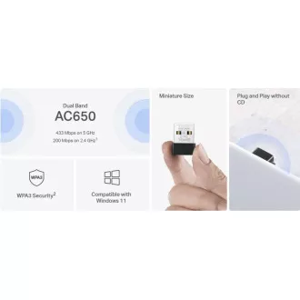 MERCUSYS MA20N - Adaptor nano USB wireless AC650 dual-band MERCUSYS MA20N - Adaptor nano USB wireless AC650 dual-band