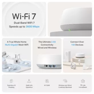 TP-Link Deco BE25 (pachet de 1) - Sistem WiFi 7 pentru întreaga casă BE3600