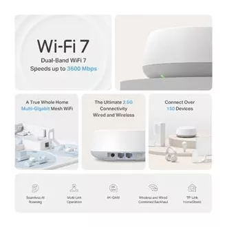 TP-Link Deco BE25 (pachet de 1) - Sistem WiFi 7 pentru întreaga casă BE3600