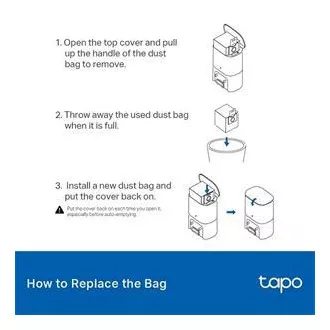 Sac de praf de unică folosință TP-Link Tapo RVA202 pentru aspiratorul robot Tapo (5 buc.) Sac de praf de unică folosință TP-Link Tapo RVA202 pentru aspiratorul robot Tapo (5 buc.)