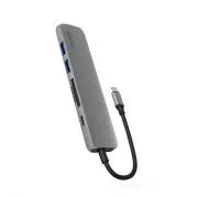 Hub Epico 6 în 1 din aluminiu USB-C 8K - Gri