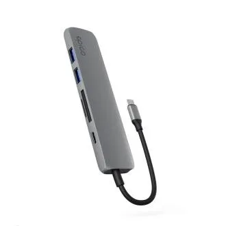 Hub Epico 6 în 1 din aluminiu USB-C 8K - Gri Hub Epico 6 în 1 din aluminiu USB-C 8K - Gri