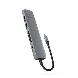 Hub Epico 6 în 1 din aluminiu USB-C 8K - Gri Hub Epico 6 în 1 din aluminiu USB-C 8K - Gri