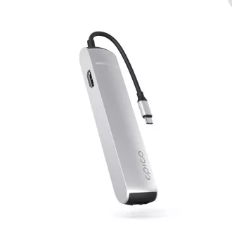 Hub Epico 6 în 1 Slim 8K cu conector USB-C - argintiu