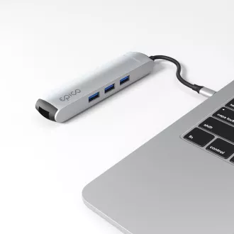 Hub Epico 6 în 1 Slim 8K cu conector USB-C - argintiu