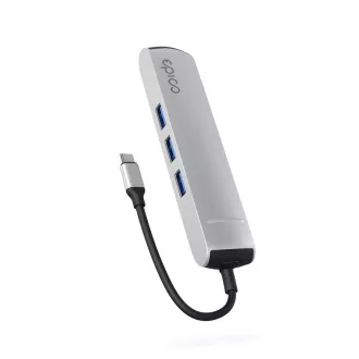 Hub Epico 6 în 1 Slim 8K cu conector USB-C - argintiu