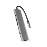 Hub multimedia Epico 7 în 1 8K cu conexiune USB-C. - gri