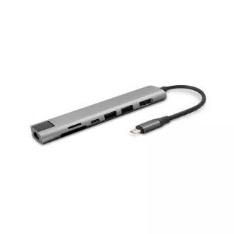 Hub multimedia Epico 7 în 1 8K cu conexiune USB-C. - gri