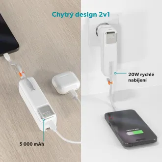Baterie externă Epico 2 în 1 5000 mAh și adaptor ET30