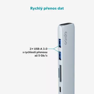 Hub Epico 6 în 1 din aluminiu USB-C 8K - Albastru