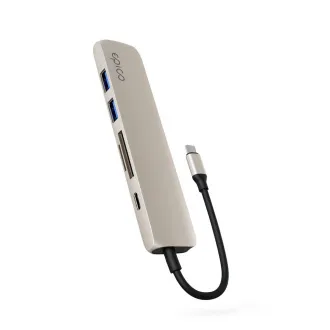 Hub Epico 6-în-1 USB-C 8K din aluminiu - Alb