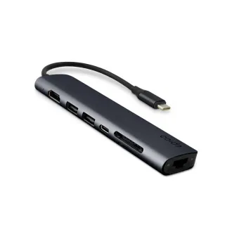 Hub Epico 7 în 1 din aluminiu USB-C 8K - cu jet de cerneală