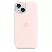 Husă din silicon pentru iPhone 15 cu MagSafe - roz deschis