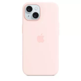 Husă din silicon pentru iPhone 15 cu MagSafe - roz deschis