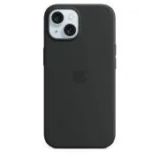 Husa din silicon pentru iPhone 15 + cu MagSafe - Neagra