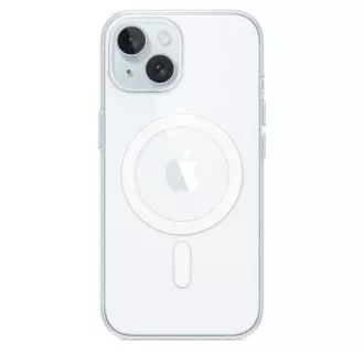 iPhone 15 + husă transparentă cu MagSafe