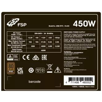 FSP HYPER 80+ PRO/450W/ATX 3.0/80PLUS Bronz 230V/Vrac