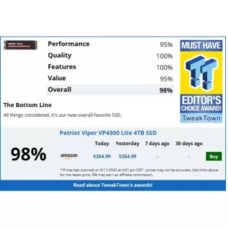 PATRIOT VP4300 Lite/4TB/SSD/M.2 NVMe/Negru/5R