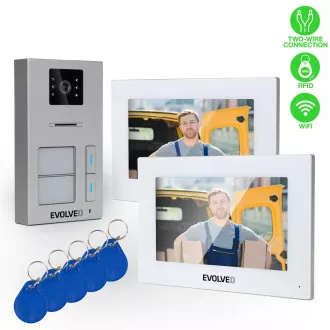 Videofon cu fir EVOLVEO DoorPhone AP2-2 pentru doua apartamente cu aplicatie, alb