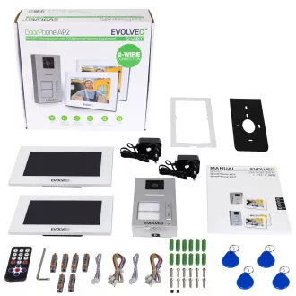 Videofon cu fir EVOLVEO DoorPhone AP2-2 pentru doua apartamente cu aplicatie, alb