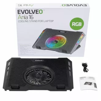 EVOLVEO Ania 16, placă de răcire pentru laptop, 5 ventilatoare, iluminare de fundal RGB EVOLVEO Ania 16, placă de răcire pentru laptop, 5 ventilatoare, iluminare de fundal RGB