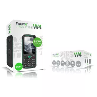 EVOLVEO StrongPhone W4, telefon Dual SIM rezistent la IP68, LCD 2.8", 2500mAh, baterie externă, negru-verde