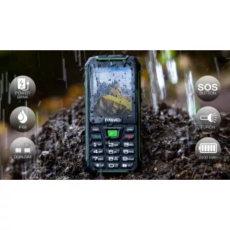 EVOLVEO StrongPhone W4, telefon Dual SIM rezistent la IP68, LCD 2.8", 2500mAh, baterie externă, negru-verde