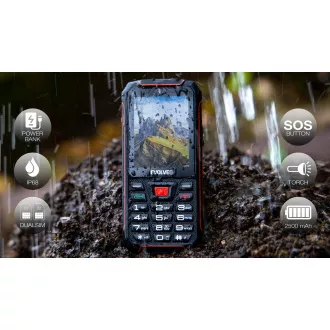 EVOLVEO StrongPhone W4, telefon Dual SIM rezistent la IP68, LCD 2.8", 2500mAh, baterie externă, negru-roșu