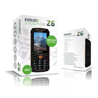 EVOLVEO StrongPhone Z6, telefon Dual SIM rezistent la IP68, LCD 2.8", 4000mAh, baterie externă, negru-portocaliu