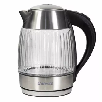 Salente StripeGlass, ceainic electric de 1,8 l, din oțel inoxidabil / sticlă, iluminare din spate roșie
