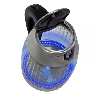 Salente StripeGlass, ceainic electric de 1,8 l, din oțel inoxidabil / sticlă, iluminare din spate roșie