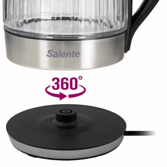 Salente StripeGlass, ceainic electric de 1,8 l, din oțel inoxidabil / sticlă, iluminare din spate roșie