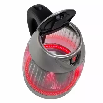 Salente StripeGlass, ceainic electric de 1,8 l, din oțel inoxidabil / sticlă, iluminare din spate roșie