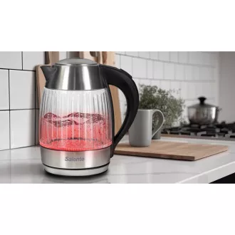 Salente StripeGlass, ceainic electric de 1,8 l, din oțel inoxidabil / sticlă, iluminare din spate roșie