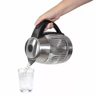 Salente StripeGlass, ceainic electric de 1,8 l, din oțel inoxidabil / sticlă, iluminare din spate roșie