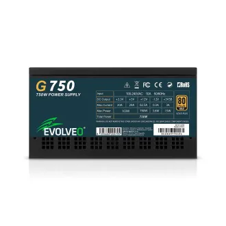 EVOLVEO G750, 750W, ATX3.1, 14cm, aPFC, 80+GOLD, 3 ani de funcționare
